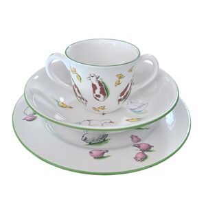 Tiffany & Co Tiffany Farm 3 Piece Child Set Bone China England 2000 Vintage